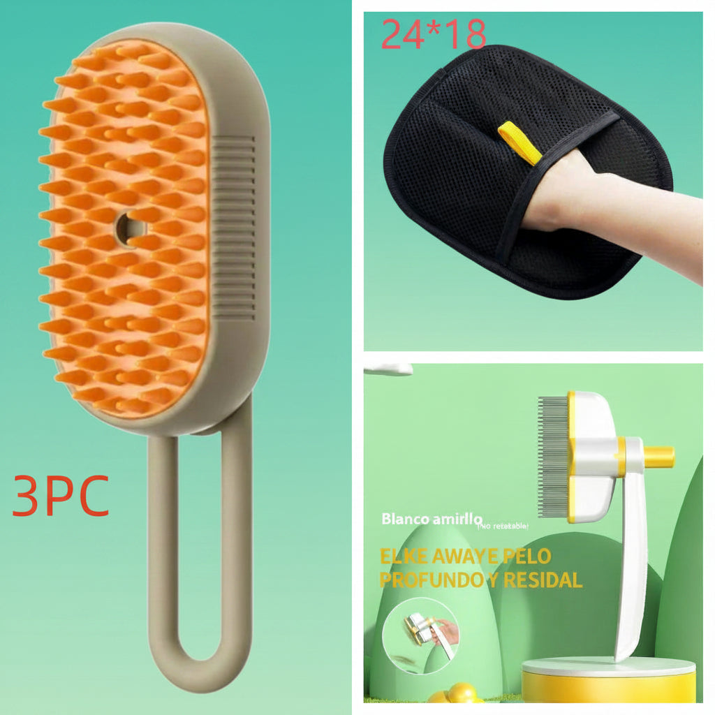 Cepillo Eléctrico de Vapor 3 en 1 para Mascotas