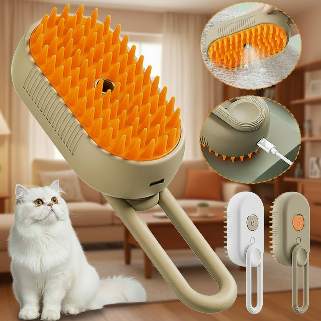 Cepillo Eléctrico de Vapor 3 en 1 para Mascotas