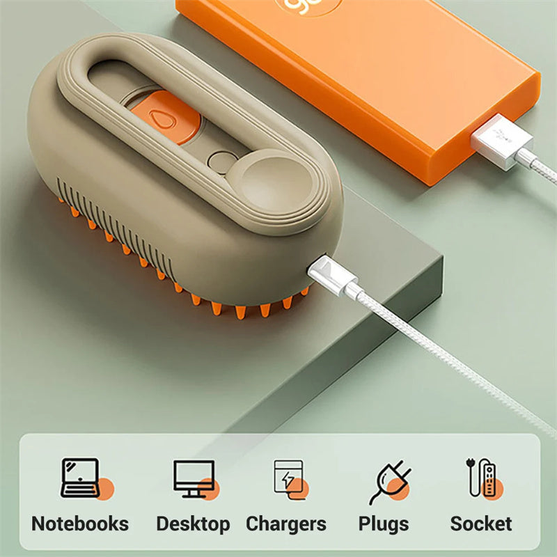 Cepillo Eléctrico de Vapor 3 en 1 para Mascotas
